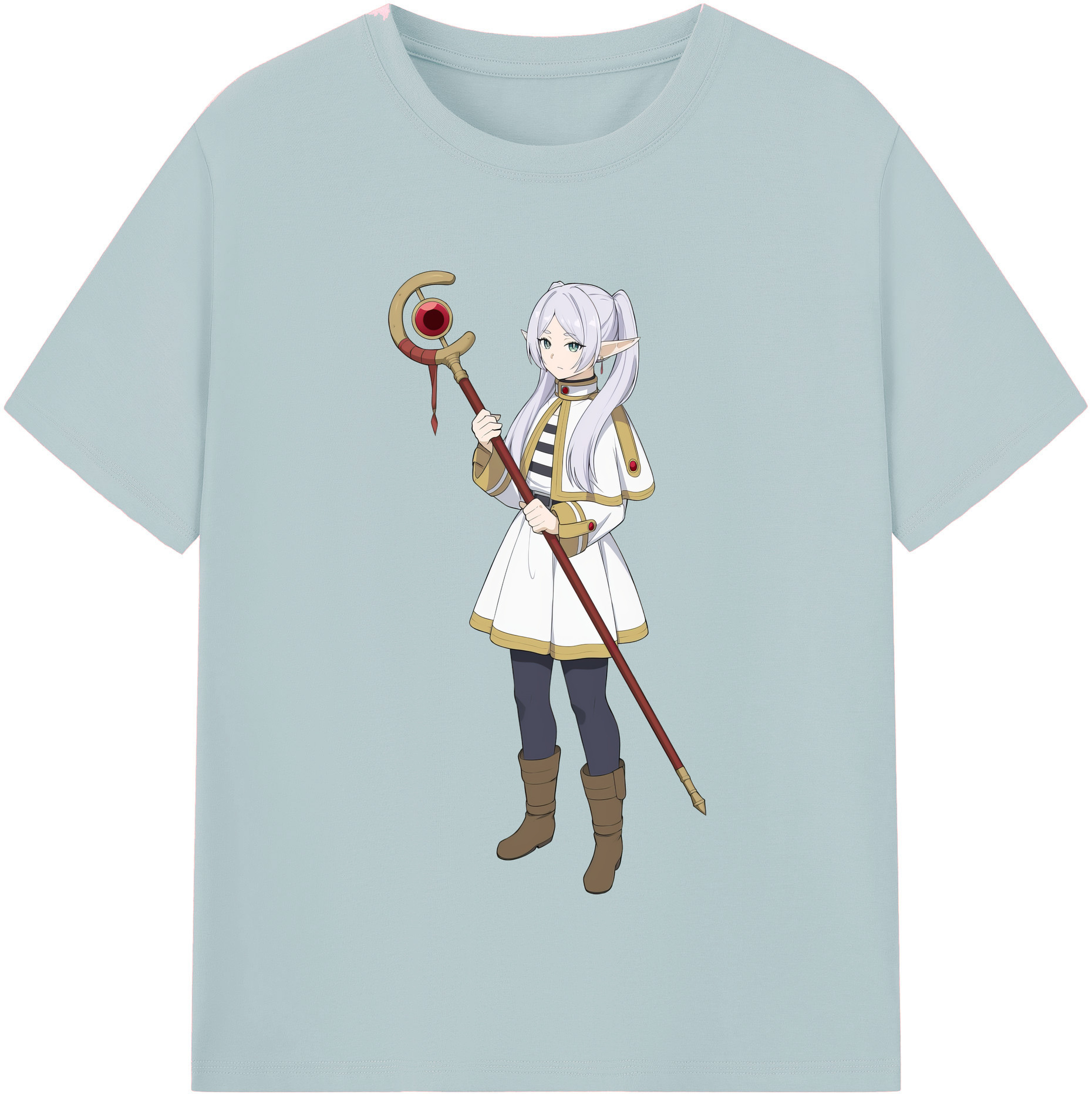 （画像用） 葬送のフリーレン Frieren 綿100％半袖Tシャツ（フロントプリント）